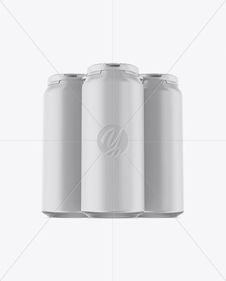 Pack with 3 Matte Cans with Plastic Holder Mockup - Front View (Hero Shot)