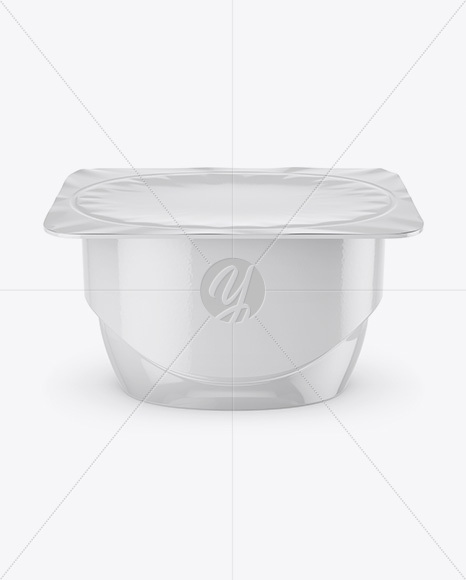 Glossy Yogurt Cup Mockup - Front View (High-Angle Shot)