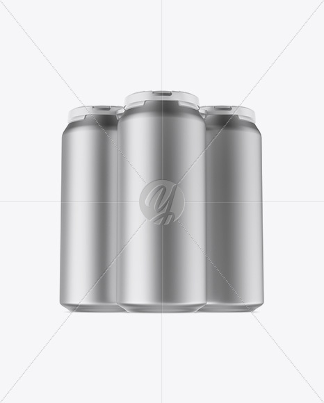 Pack with 3 Matte Metallic Cans with Plastic Holder Mockup - Front View (Hero Shot)