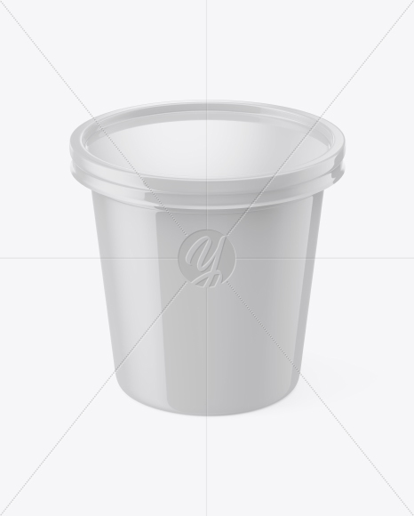 Glossy Sour Cream Cup Mockup - Front View (High-Angle Shot) - Free