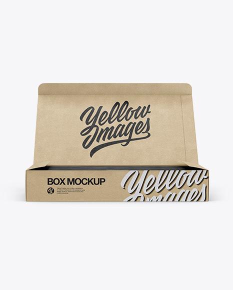 Opened Kraft Box Mockup - Front View