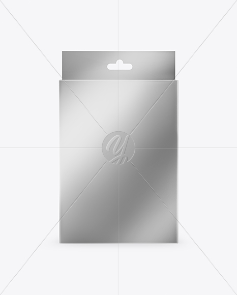 Metallic Box with Hang Tab Mockup - Front View