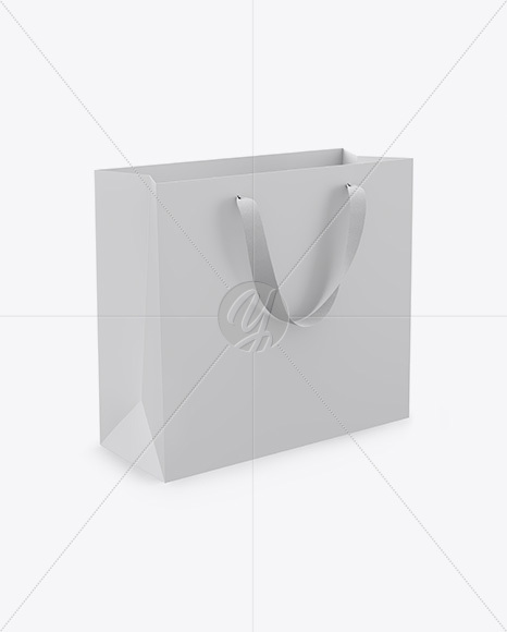 Matte Shopping Bag With Ribbon Handles Mockup - Halfside View - Free