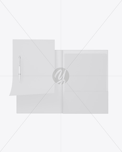 Kraft Folder with Papers and Pen Mockup