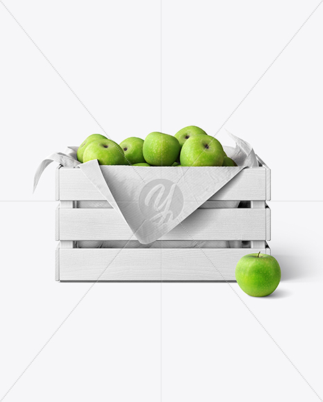 Wooden Crate With Apples Mockup