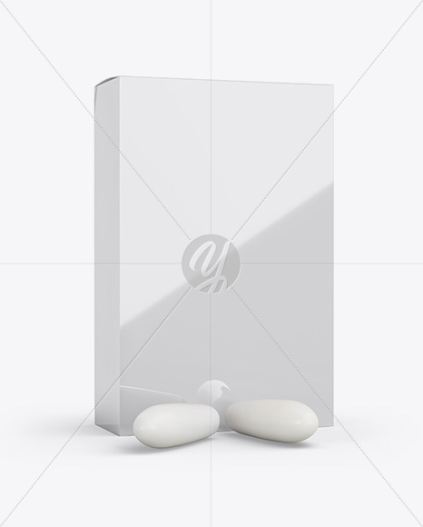 Glossy Box With Suppositories Mockup - Half Side view