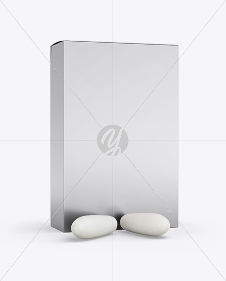 Metallic Box With Suppositories Mockup