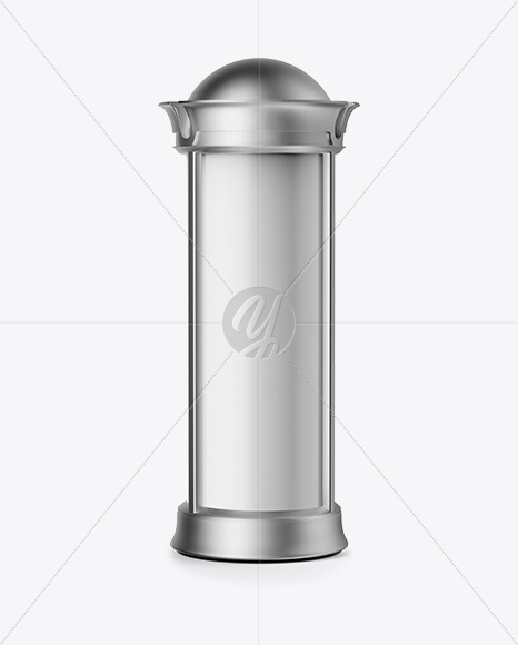 Round Metallic Street Advertising Column Mockup