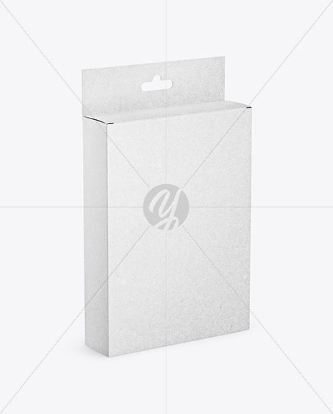 Kraft Box with Hang Tab Mockup - Half Side View (High-Angle Shot)