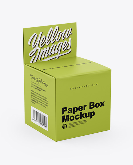 Paper Box Mockup - Half Side View (High-Angle Shot)