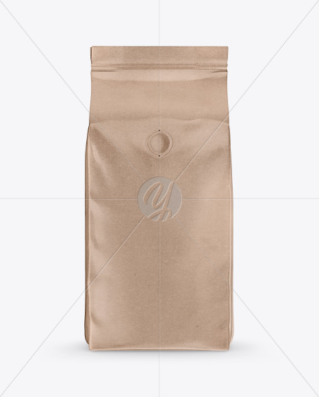 Kraft Coffee Bag with Valve Mockup - Front View