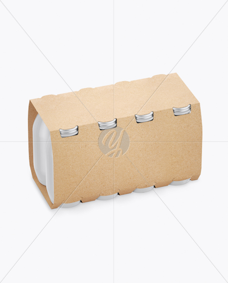 8 Kraft Pack Dairy Bottle Mockup - Half Side View (High-Angle Shot)