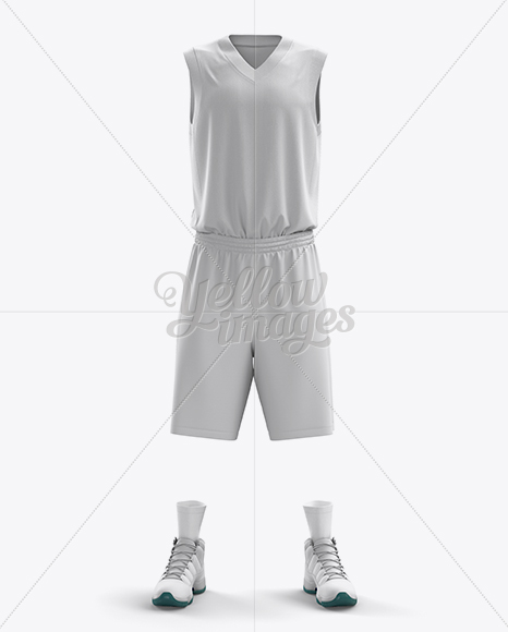 Basketball Kit w/ V-Neck Tank Top Mockup / Front View