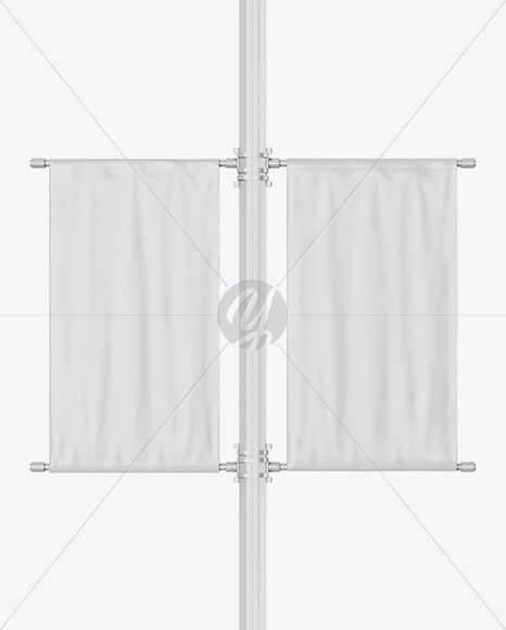 Two Glossy Banners on Pillar Mockup - Front View