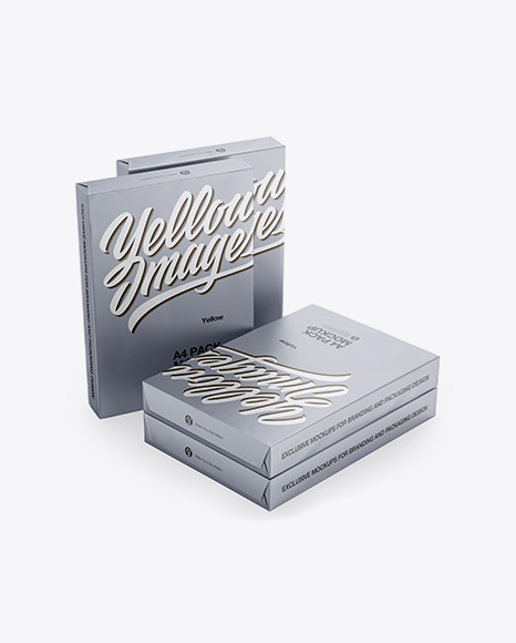 4 Matte Metallic A4 Size Paper Sheet Packs Mockup