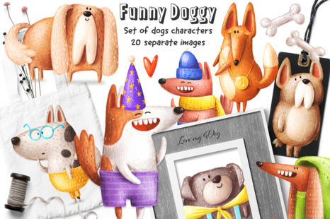 Set of funny dogs - Breed