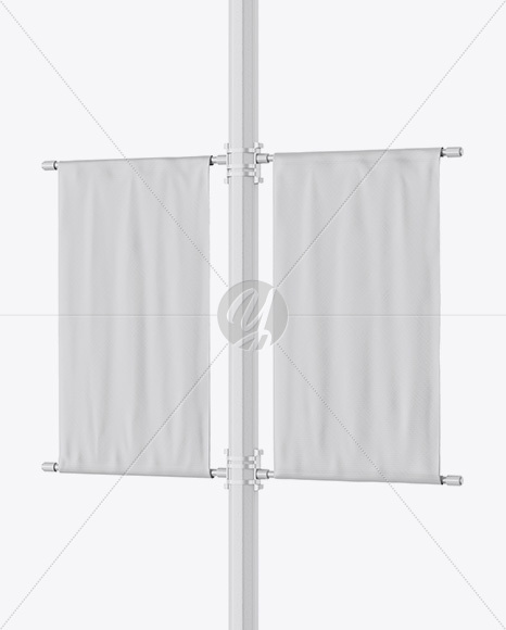 Two Matte Banners Mockup - Half Side View