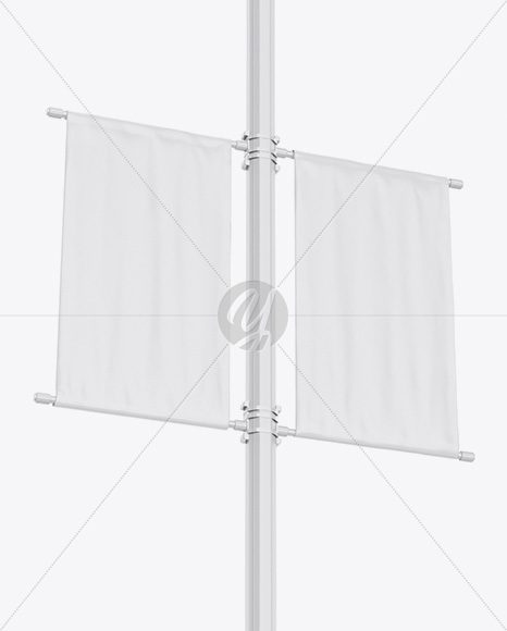 Two Glossy Banners Mockup - Half SIde View