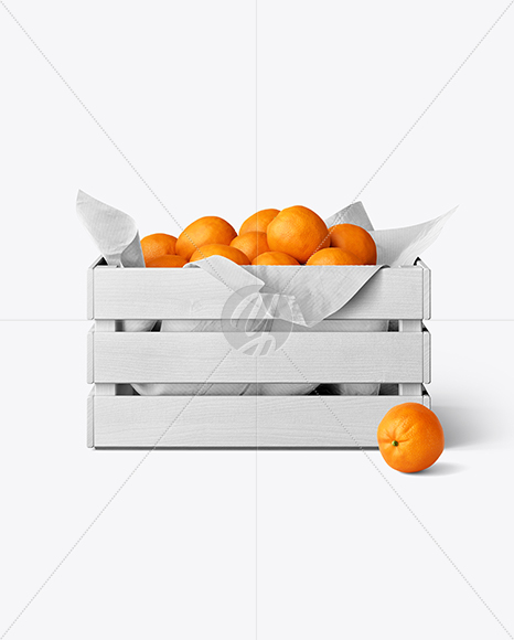 Wooden Crate With Oranges Mockup