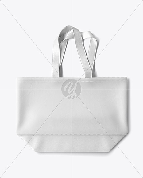 Beach Bag With Leather Handles & Bottom Mockup - Top View