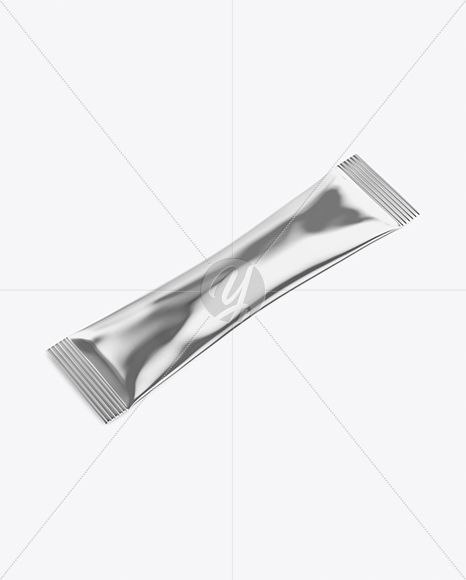 Metallic Stick Sachet Mockup - Half Side View (High-Angle Shot)