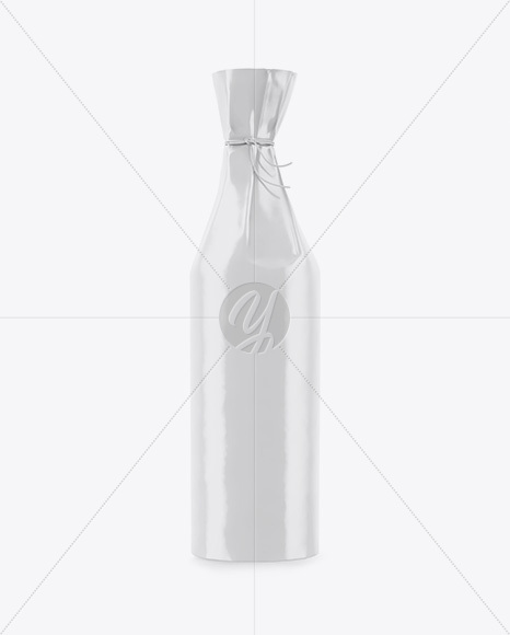 Bottle in Glossy Paper Wrap Mockup