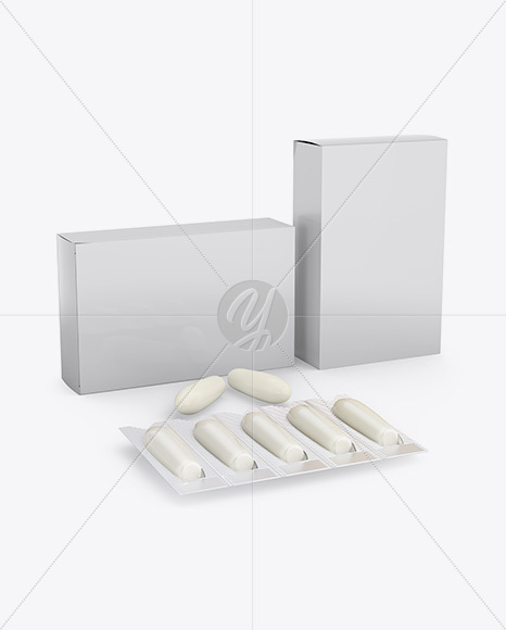 Two Matte Boxes With Suppositories Mockup - Half Side view