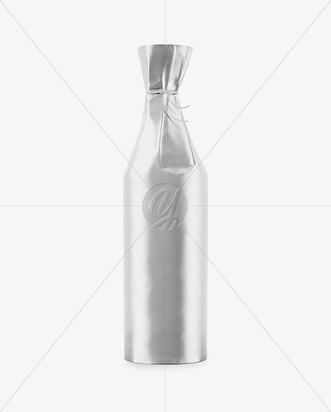 Bottle in Matte Metallic Paper Wrap Mockup