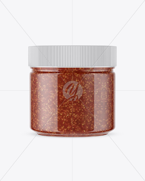 Clear Glass Jar w/ Sauce Mockup