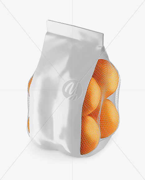 Bag with Oranges Mockup - Half Side View