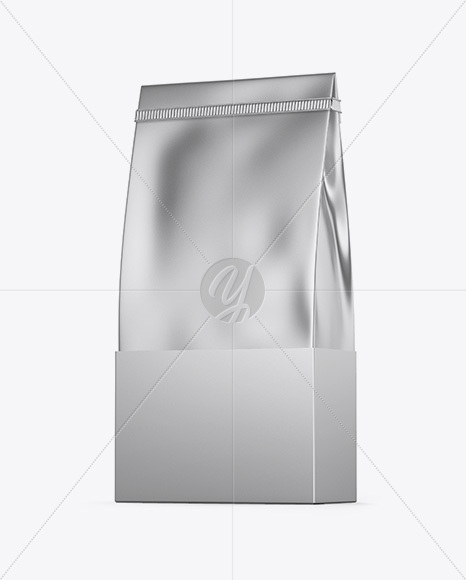 Metallic Coffee Bag With Tin-Tie Mockup - Half Side View