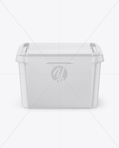 Glossy Plastic Container w/ Label Mockup - Front View (High Angle Shot)