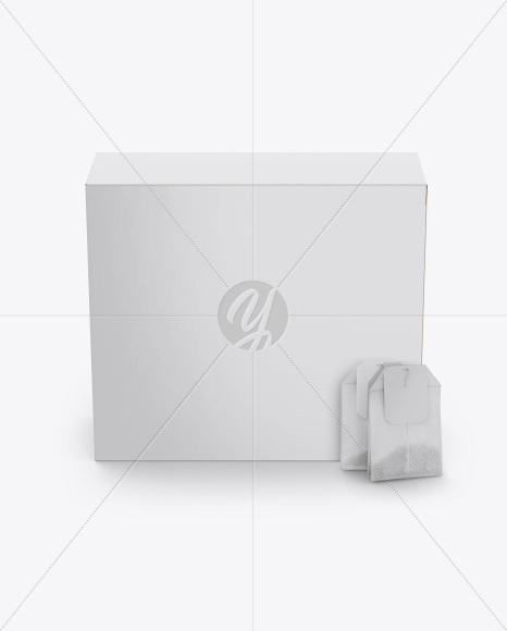 Box with Two Tea Bags Mockup - Front View (High-Angle Shot)
