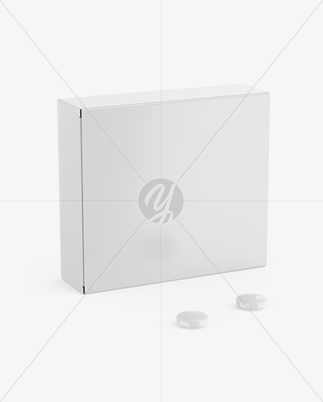 Glossy Box w/ Pills Mockup - Half Side View