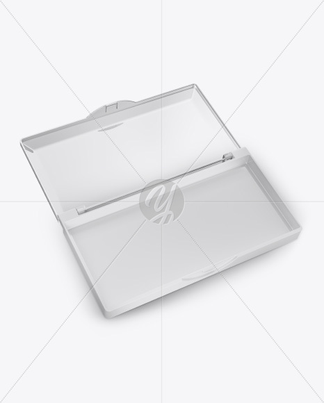 Opened Transparent Box with Lashes Mockup - Half Side View