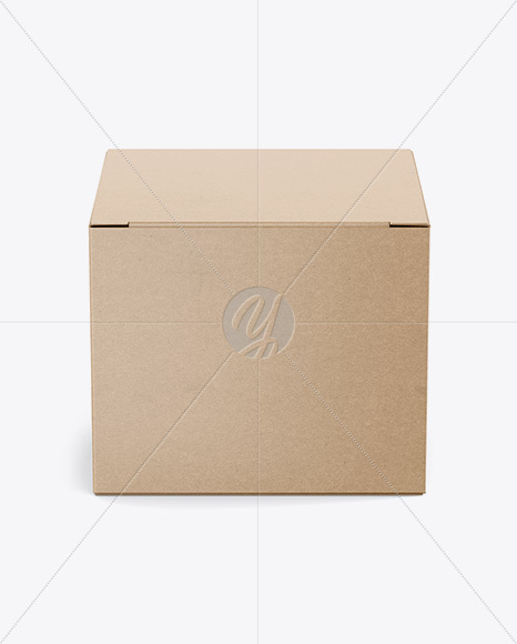 Kraft Paper Box Mockup - Front View (High-Angle Shot)