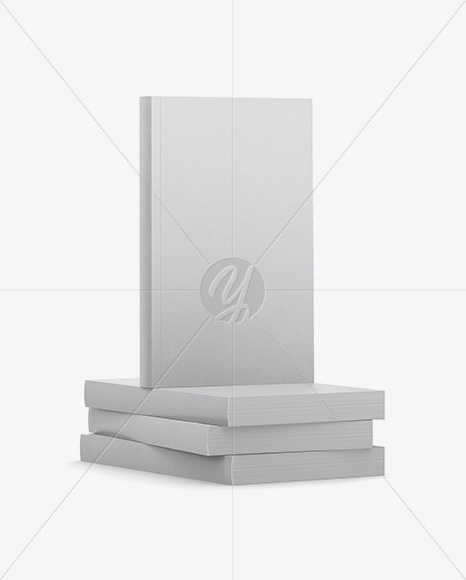 4 Kraft Softcover Books Mockup - Half Side View