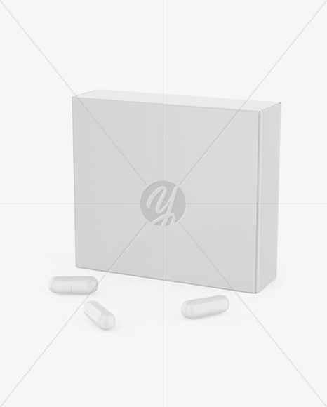 Glossy Box w/ Pills Mockup - Half Side View