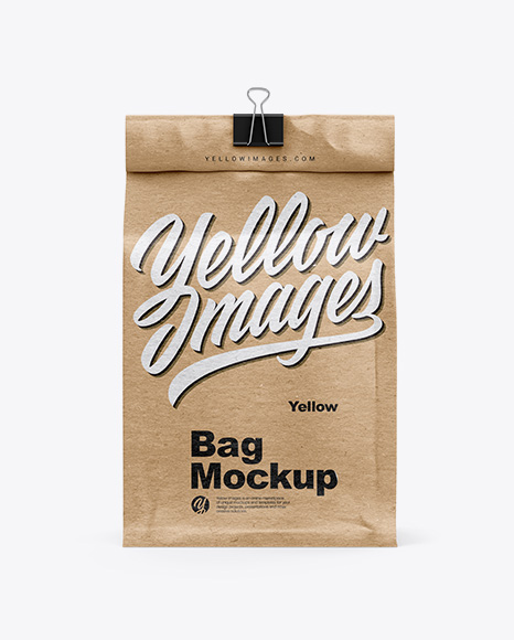 Kraft Coffee Bag With Clip Mockup - Front View