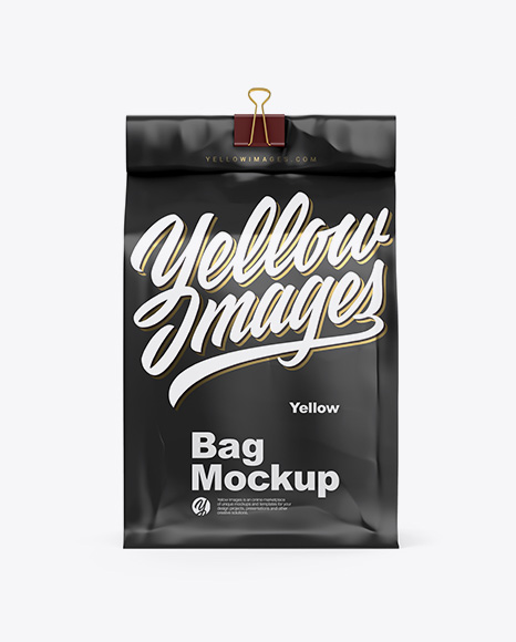 Matte Coffee Bag With Clip Mockup - Front View