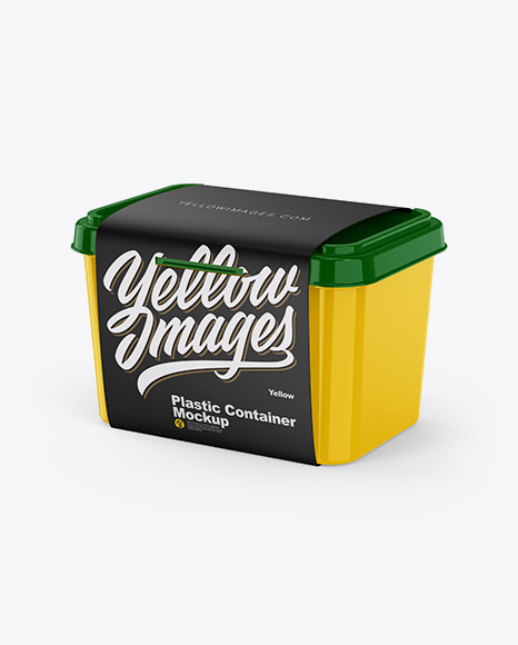 Glossy Plastic Container w/ Label Mockup - Half Side View