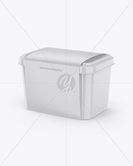 Glossy Plastic Container w/ Label Mockup - Half Side View