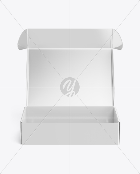 Glossy Opened Box Mockup - Front View (High Angle Shot)