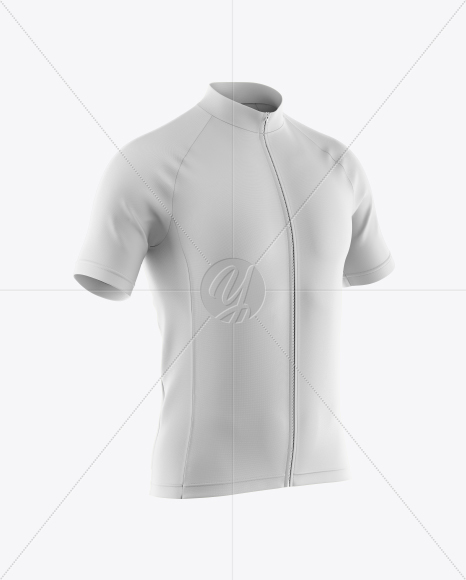 Men's Full-Zip Cycling Jersey Mockup - Half Side View