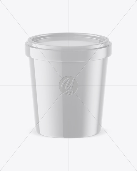 Glossy Ice Cream Cup Mockup (High-Angle Shot)