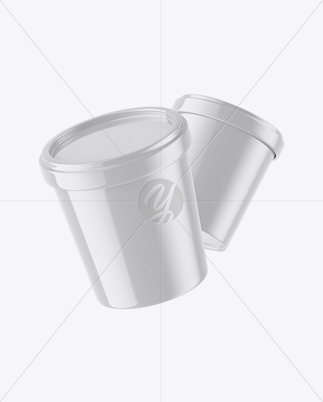 Two Glossy Ice Cream Cups Mockup