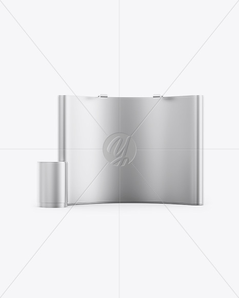 Matte Metallic Spring Pop-up Stand Mockup - Front View