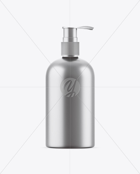 Matte Metallic Liquid Soap Bottle with Pump Mockup - Free Download