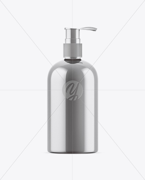 Metallic Liquid Soap Bottle with Pump Mockup