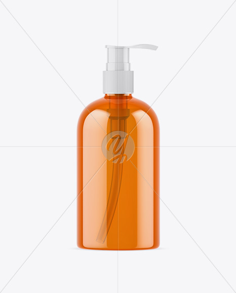 Orange Liquid Soap Bottle with Pump Mockup